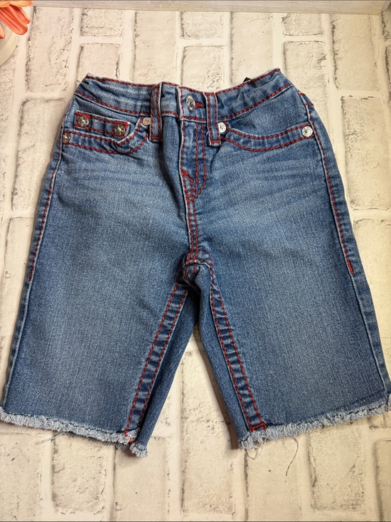 True Religion Other - True Religion Blue Denim Shorts with Red Contrast Stitching
